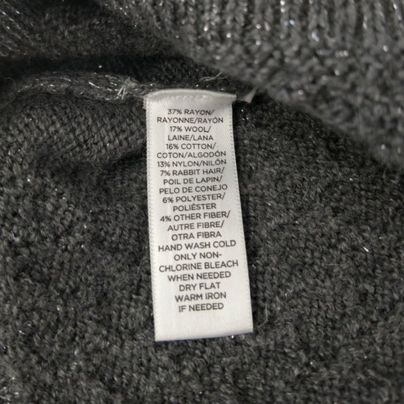 Loft gray knit metallic cross stitch sweater Med - Picture 9 of 9